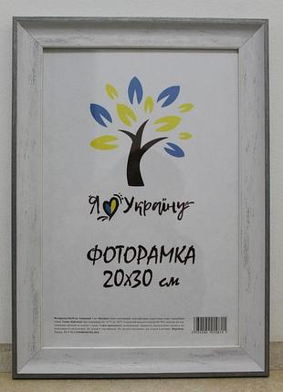 Фоторамка 20х30 см., старинное дерево с серебряным краем, багет 2820-5135-7 стекло + картон