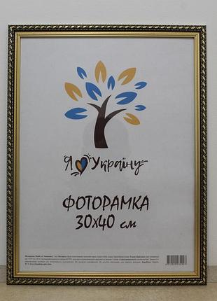 Фоторамка 30х40 см коричневая с золотым орнаментом, багет 2115a-39 стекло + картон