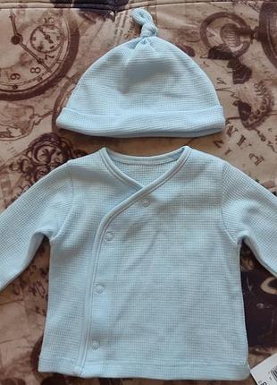 Комплект(кофточка+ шапочка) на 0-3 месяца
