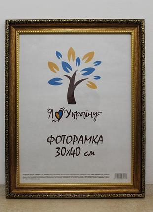 Фоторамка 30х40 см состаренное золото с обрамлением , багет 377-1176 стекло + картон