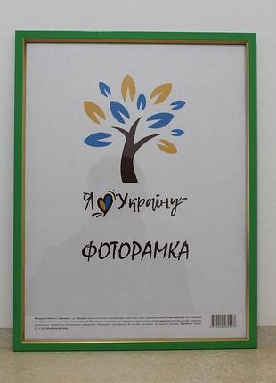 Фоторамка а3 30х42 см., зеленая с золотой вставкой, багет 1511-537 стекло + двп