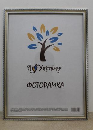 Фоторамка 30х45 см., серебряная с коричневым обрамлением, багет 1715-469-3
