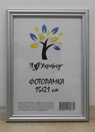 Фоторамка а5 15х21 см серебряная багет 1515-х230м б/з оргстекло + двп