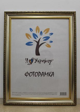 Фоторамка 30х45 см., серебряная с золотым обрамлением, багет 377-036s