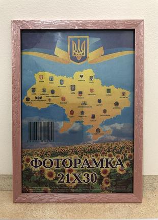 Фоторамка а4 21х30 см., розовая, багет 1611а-3017-5 оргстекло + двп