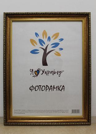 Фоторамка 40х60 см., зістарене золото з обрамленням, багет 377-1176 без стекла + двп
