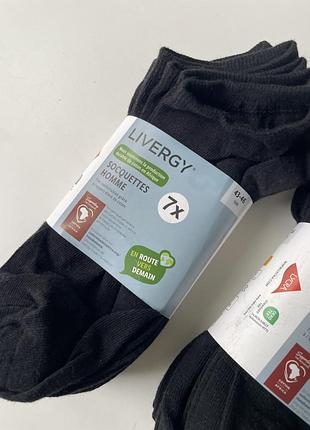 Упаковка коротких чорних бавовняних шкарпеток livergy (7 пар) чоловічі