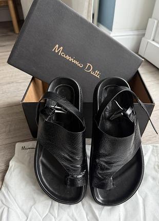 Босоніжки шкіряні сандалі вʼєтнамки massimo dutti з натуральної шкіри на палець