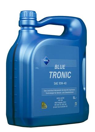 Полусинтетическое моторное масло aral 10w40 blue tronic (5л)
