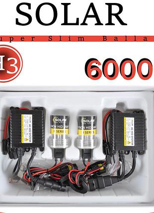 Комплект автомобильного ксенона h3 6000k "solar" (блок super slim ballast)