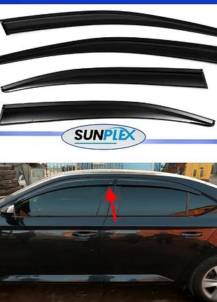 Дефлектори вікон, вітровики на skoda superb iii седан 2015-2019 (скотч) sunplex