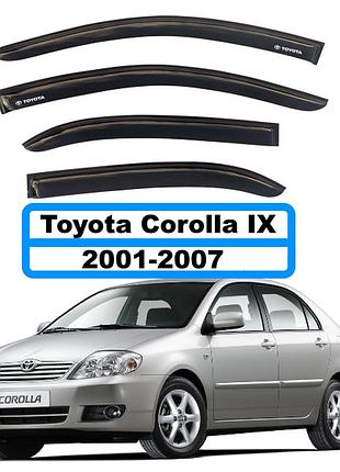 Дефлекторы окон на toyota corolla ix (e120, e130) седан 2001-2007 (скотч) av-tuning