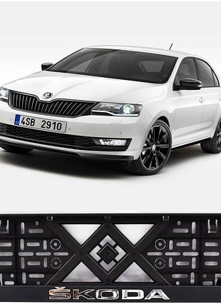Рамка під номер, авторамка номерного знака хром. напис "eurotermix" skoda