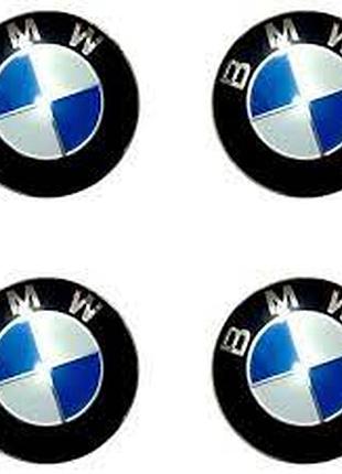 Наклейка емблема на колесный колпак или диск d 60 мм bmw черная (4шт)