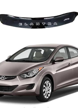 Дефлектор капота мухобойка на hyundai elantra 2010-15 седан короткий.