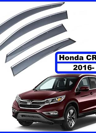 Ветровики honda cr-v 2016-> (скотч) topvisor c хром молдингом