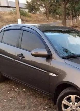 Дефлектори вікон вітровики на авто hyundai accent седан 2006-2010 (скотч) av-tuning
