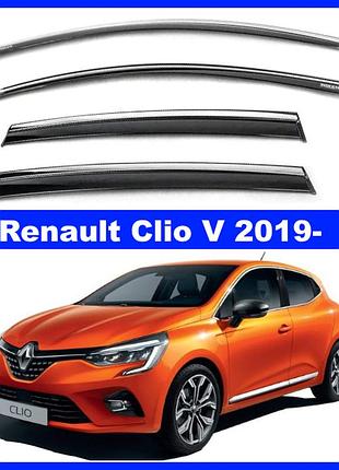Дефлекторы окон renault clio v 2019- з хромом