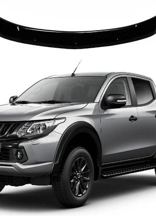 Дефлектор капота мухобойка на mitsubishi l200 / pajero sport 2015- 2023 (митсубиси л200) eurocap