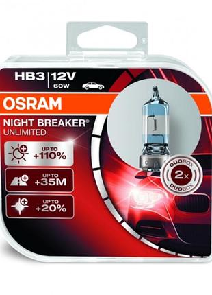 Автолампы, гологенные лампы для авто н4 12v 60/55 osram night breaker unlimited+110%. ближний-дальний свет