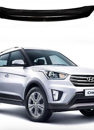 Дефлектор капота мухобійка на hyundai creta 2015-2022 євро кріплення.