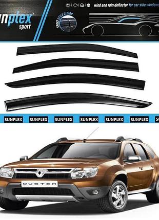 Ветровики / дефлекторы окон renault duster 2010-2017 (скотч) sunplex