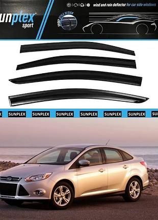 Ветровики / дефлекторы окон ford focus iii седан /хетчбэк 2011-2018 (скотч) sunplex