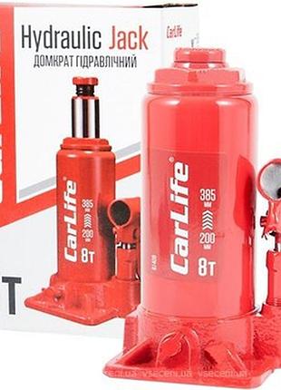 Автомобильный гидравлический бутылочный домкрат 8 тон."carlife" 200-385мм. (в картон. уп.) bj408