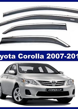 Дефлектори вікон toyota corolla 2007-2013 з хромом