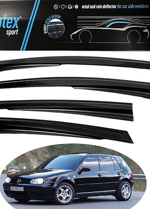 Дефлекторы окон, ветровики на volkswagen golf iv хетчбек 5d 1997-2004 (скотч) sunplex
