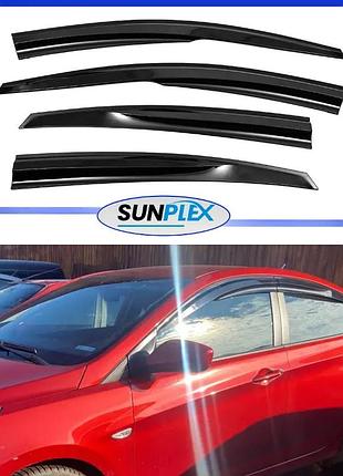 Дефлекторы окон, ветровики на hyundai accent седан 2010-2017 (скотч) sunplex