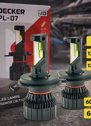 Комплект led ламп h1 12v-24v 60w pl-07 6000k 12000lm can bus с вентилятором (2 шт.)
