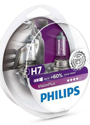 Галогенные лампы в фару авто н7 12v 55 w philips vision plus+60% (2шт)
