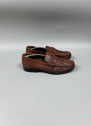 Чоловічі шкіряні лофери туфлі bostonian stadium penny loafer basket weave first flex в хорошому стані, оригінал 44/28 см