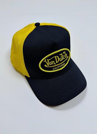 Von dutch кепка бейсболка тракер синьо-жовта з сітчастим дном оригінал