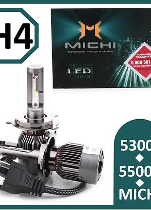 Светодиодные led лампы для авто h4 55w 12v-24v michi 5500k 5300l активное охлаждения