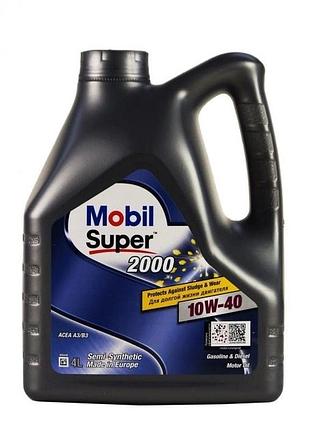 Полусинтетическое моторное масло mobil 10w40 super 2000 x1 sn/cf, a3/b3 (4л)