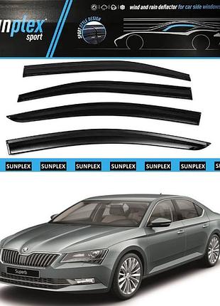 Ветровики / дефлекторы окон skoda superb iii седан 2015-2019 (скотч) sunplex