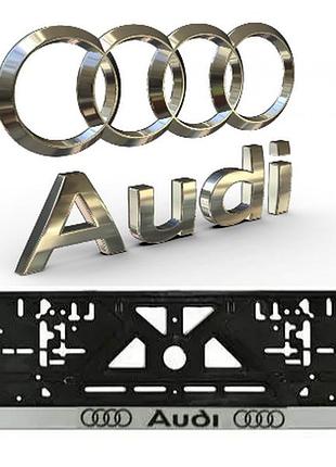 Рамка номерного знака пластик для авто audi (укр). пластиковая рамка на номера 1шт
