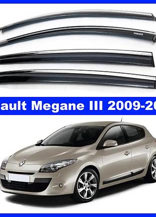 Дефлектори вікон renault megane iii 2009-2016 hb з хромом