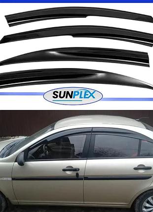 Дефлектори вікон, вітровики на hyundai accent седан 2006-2010 (скотч) sunplex