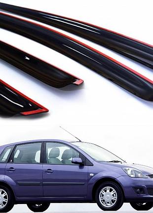 Дефлекторы окон ветровики для авто ford fiesta хетчбек 5d 2002-2008 (скотч) av-tuning