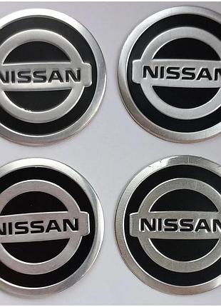 Наклейка емблема на колесный колпак или диск d 60 мм nissan черная (4шт)