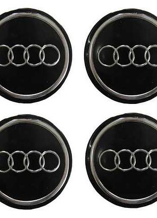 Наклейка емблема на колесный колпак или диск d 90 мм audi черная (4шт)
