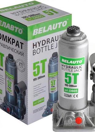 Автомобильный гидравлический бутылочный домкрат 5 тон. "белавто" 195-380мм. (в коробке) db05