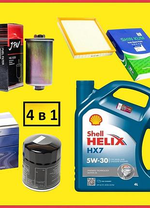 Комплект для замены масла daewoo nexia (масло shell 5w-30 4л + 3 фильтра)