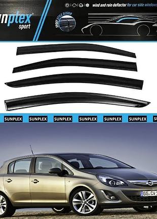 Ветровики / дефлекторы окон opel corsa d/e хетчбек 2006-2014 (скотч) sunplex