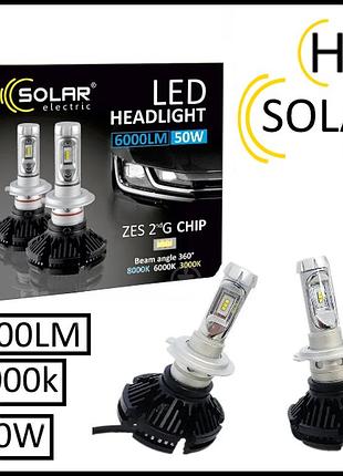 Світлодіодна led-лампа н4 6000k (6000lm) "solar x3" пасивний радіатор