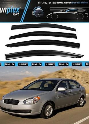 Ветровики / дефлекторы окон hyundai accent седан 2006-2010 (скотч) sunplex