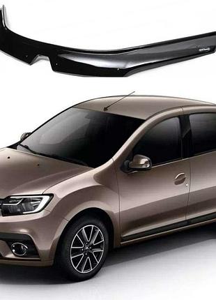 Дефлектор капота мухобойка на renault logan / logan mcv / sandero 2013-2023 (рено логан) eurocap